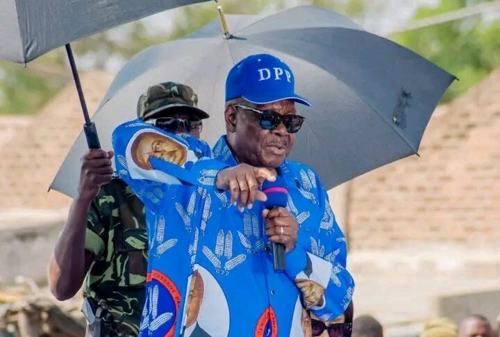 Democratic progressive party (DPP) President , Professor Arthur Peter Muthalita addressing a political rally at Songani in Zomba